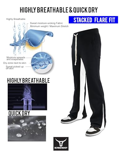 SCREENSHOT Track Pants 3202 Mens Streetwear Premium Stacked Flare Fit Urban Track Pants Workout Athletic Bottoms3