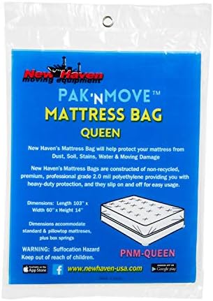 New Haven's PaK-N-Move Queen Mattress Bag | Mattress Cover | 60 x 14 x 103 | CVR Poly 2 ML