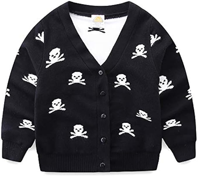 LittleSpring Little Boys Button Up Cardigan Sweater V Neck Soft Knit