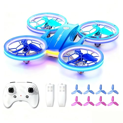 Drone for Kids and Beginners, Quadcopter Indoor Small with 2 Modular Batteries, 360° Flips, 3 Speeds, Auto Hover, LED Lights, Great Valentine‘s Day, Birthday Gift Toy for Boys and Girls