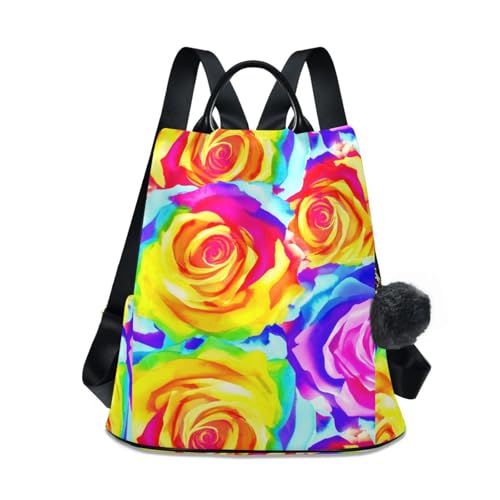Sac à dos femme violet imprimé floral abstrait avec porte-clés amovible