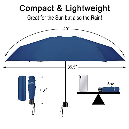 image for TradMall Mini Travel Umbrella, Portable Lightweight Compact Parasol wi