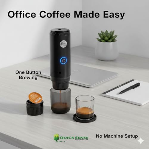 Image of Quick Sense 3-in-1 Portable Coffee Maker (QS-TEM01-A) | 19 Bar Espresso Machine | USB Capsule Coffee Maker | Compact Travel & Home Coffee Brewer | Black