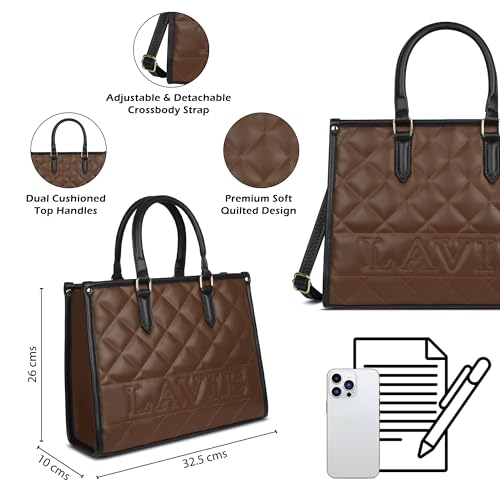 Image of Lavie Women's Quilt Jessa Box Satchel Bag | Satchel Handbag for Work | Ladies Purse | Stylish Shoulder Bag | Gift for Women