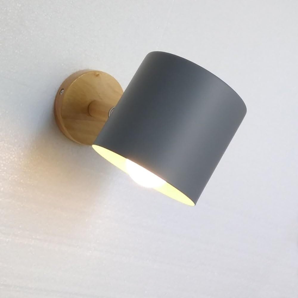 SXECAEPS Adjustable Beside Wall Light Industrial Indoor Sconce Rotatable Lantern for Bedroom Living Room Study Corridor Entryway Restaurant Mounted Lamp(Natural Grey)