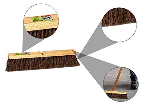 Image of Push Broom Indoor and Outdoor Floor Sweep Use, 18 Inch, Heavy Duty Hardwood Block, Palmyra Bristles Scrub Brush, Cleaning Broom for Patio Garage, Deck, Or Home Use