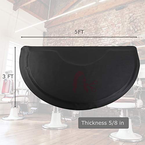 BestSalon Hair Stylist 3 ft. x 5 ft.Barber Shop Beauty Comfort Salon Chair Mat Floor Semi Circle 5/8 in. Thick, 3 ft ft in.Thick, Black