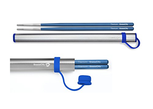 Chopsticks, 1 Pair Of Titanium Chopsticks Ultra Lightweight Professional (Ti), Super Strong Healthy And Eco-Friendly 1 Pair Of Chopstick Comes With Free Aluminium Case (Blue) #TOP3