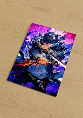 Image of NIJUKA Anime Printed Metal sheet Poster For Home And Room Decoration | For Anime Art Fans Boys And Girls (jin wo Stylish look art)