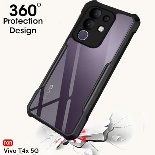 Image of RRTBZ Camera Protection Shockproof Clear Back Bumper Eagle Back Case Cover PC+TPU Compatible with Vivo T4x 5G / iQOO Z10x 5G -Black