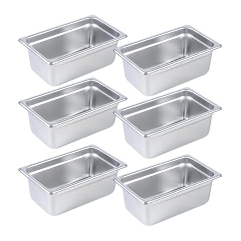 Aplancee 6-Piece 1/4 Size Steam Table Pan Set 4 Inch Deep - Anti-Jamming Stainless Steel Hotel Food Pan, Dishwasher Safe & Oven Safe for Catering, Buffet, Salad & Restaurant Use Cover
