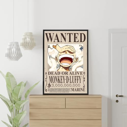 Image of Waltractive Monkey d Luffy Bounty Wanted Framed Poster from One Piece Anime - sleek Black Photo Frame - Perfect for Fans of Monkey d Luffy for Wall and Room Decoration