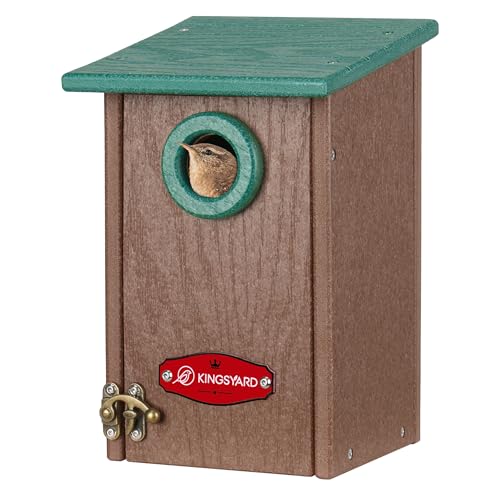 Kingsyard Recycled Plastic Bird House for Outdoors - Weatherproof Wren Bird Nesting with Predator Guard & Air Vents, Green