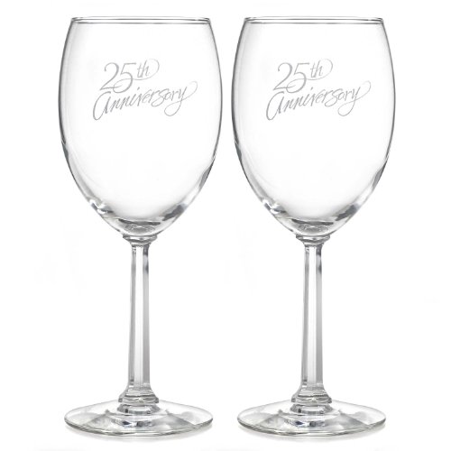 Hortense B. Hewitt Wedding Accessories 25th Anniversary Wine Glasses, Set of 2