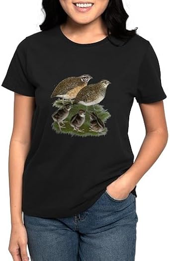 CafePress Coturnix Quail Family Womens Dark T Shirt Womens Classic Crew-Neck Soft Graphic T Shirt