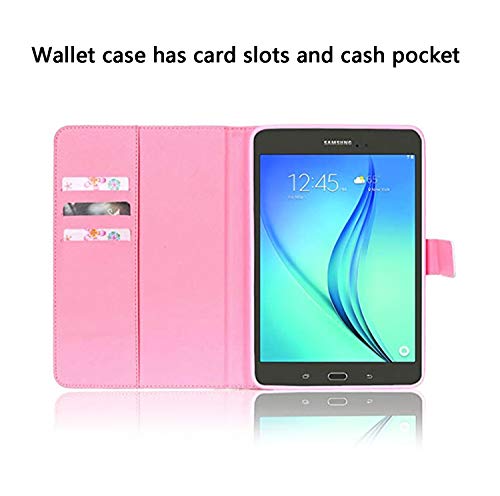 Uucovers For Samsung Galaxy Tab A 8.0 Inch 2015 Tablet Case Sm-T350/T355/P350/P355 Smart Pu Leather Folio Stand Wallet Shockproof Cover With Auto Wake/Sleep Card Pockets Magnetic Shell, Plum Blossom #TOP4
