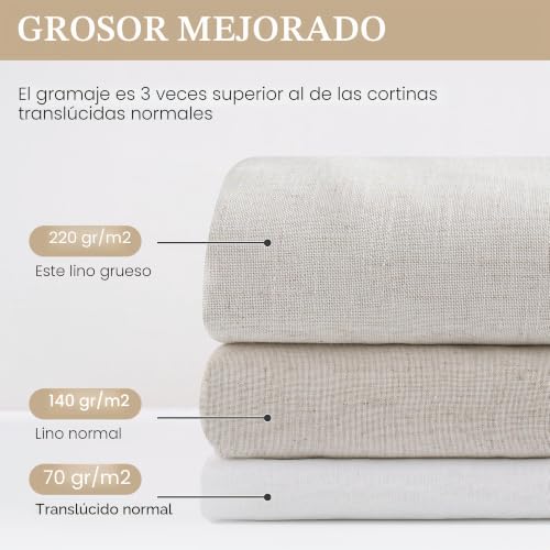 Cortinas de lino claro PONY DANCE de 140x137cm con ojillos para ventanas de cocina 6