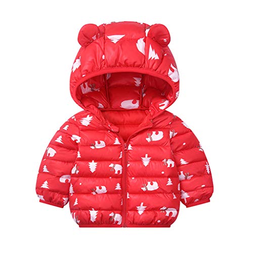 TOTAMALA Winter Cartoon Down Coats for Kids Baby Boys Girls Light Puffer Padded Jacket Bear Hoods Infant Outerwear
