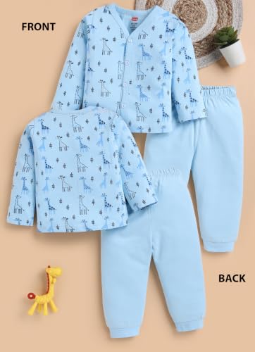 Image of LuvLap Baby Boys & Girls Regular Fit 100% Cotton Half Sleeves Jhabla & Shorts Set Pack of 2