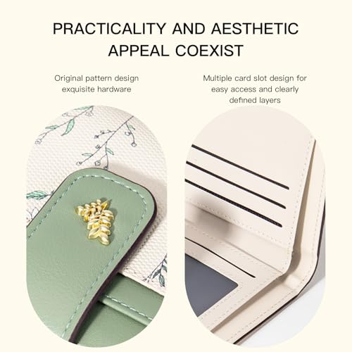 Small Women's Wallets RFID Blocking Leather Bifold Zipper Pocket Wallet Credit Card Holder with ID Window (Purple)4