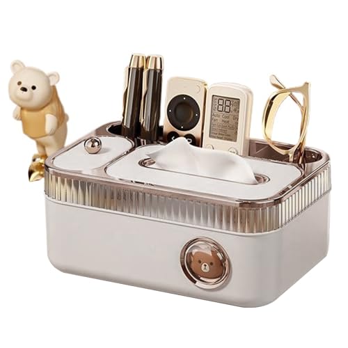 Organizador De Cajas De Pañuelos Con Almacenamiento | Organizador De Pañuelos Faciales,Organizador De Almacenamiento Con Soporte Para Mandos A Distancia Y Dispensador De Mesa Para Hogar, Coche, Tocado