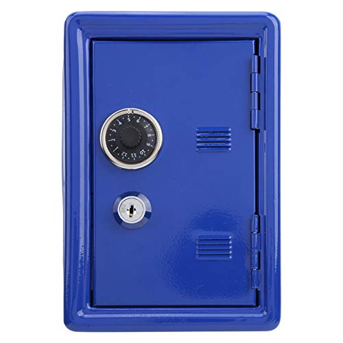 and Lock Box for Kids, Children Mini Money Box Piggy Bank Strongbox for Home, Metal Small Cash Box with Lock(Blue)