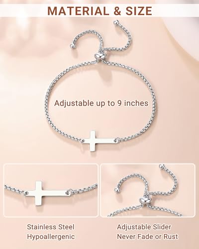 Cross Link Bracelet Baptism Confirmation Gifts for Daughter Granddaughter Niece Friends3