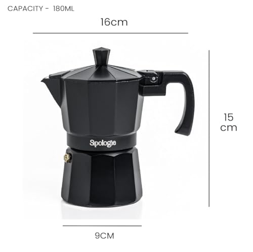 Image of Sipologie Roma Moka Pot, Black 180 ml, Customised - Respect The Chemistry