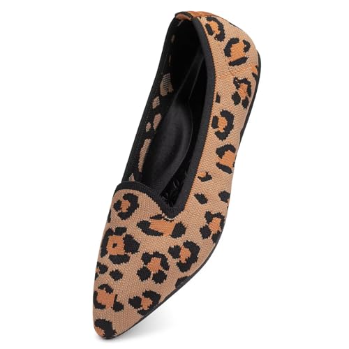 Image of Frank Mully Women's Casual Loafer Flats Slip On Loafer Shoes Comfortable Knit Flat Shoes Classics Pointy Toe Loafer Flats,for Work,Travel