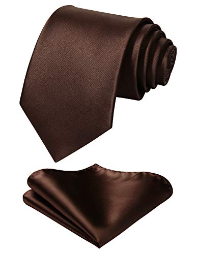 Mens Solid Brown Tie Classic 3.4