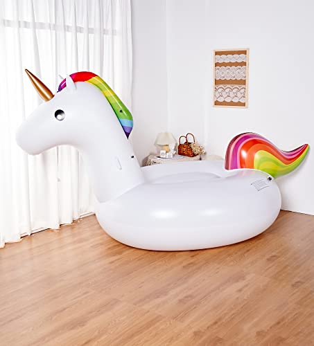 ユニコーン 浮き輪 大人用 フロート プール かわいい 子供用 大きいサイズ浮き 輪 ボート 180CM 200CM 275CM (Size : 200*110*90CM)