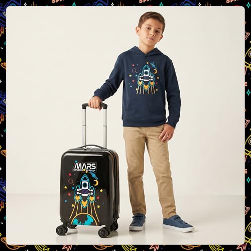 Image of Kids Luggage Set Carry On Rolling Suitcase with U shaped Pillow Toddler Suitcase for Boys Travel Set Rocket Hardside Luggage with Spinner Wheels Airline Approved
