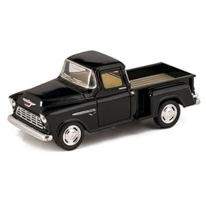 KiNSMART 1955 Chevrolet Stepside Pickup Truck, 1:32 Scale, Die Cast Metal, Black, 5 Inch
