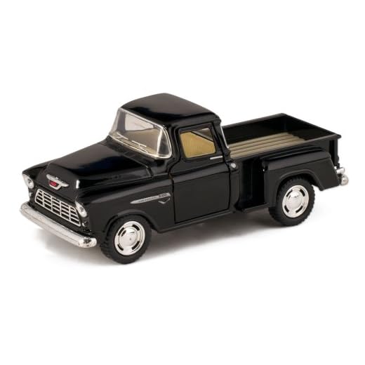 KiNSMART 1955 Chevrolet Stepside Pickup Truck 5 Inch 1:32 Scale Die Cast Metal Little Truck (Black)