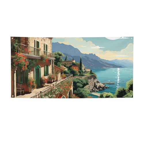 Mediterranes Sommerbanner Party Dekor Hintergrund Flagge Geburtstag Party Fotografie Hintergrund Dekoration Banner und Schilder Wanddekoration Banner PartySupplies Gefälligkeiten 180 x 129 cm Medium
