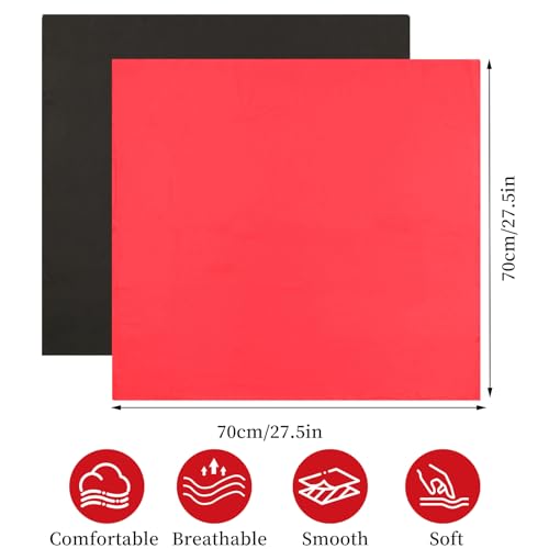 2pcs Red and Black Silk Feeling Scarf,Neck Scarf for Women 27.5×27.5inches Satin Head Scarves Fashion Square Scarfs Soft Breathable Handbag Decoration Accessories2