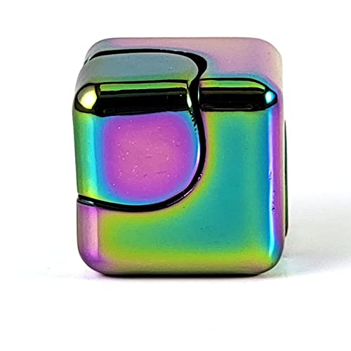 QUBI Cube Spinner 4-in-1 Spinning Toy– Helps with Anxiety, ADHD, Autism, Stress & Focus– Desktop EDC Fidgets Spinner Aluminum Alloy Build for Kids & Adults. Multi-Colored.