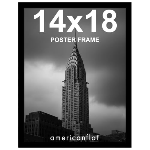 Image of Americanflat 14x18 Poster Frame - Black Engineered Wood with Polished Plexiglass - Wide Picture Frame for Vertical or Horizontal Wall Display - Epic Collection - Black