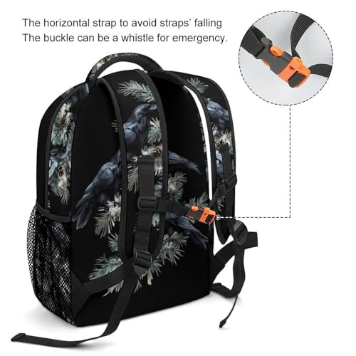 Black Ravens Perched on The Branches Funny Backpack Casual Daypack Lightweight Shoulders Bag for Men Women Cute Print3