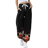 YTZL Weihnachten Hosen Damen Haremshose-Weihnachtshose-Winter Freizeithose Frauen Jogginghose Baumwolle Trainingshose Sporthose Outdoor Hosen-Weihnachtshosen-Teenager-MäDchen-Joggerhose