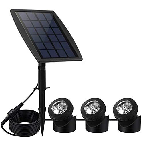 CIZVVEOC Lampe solaire étanche IP68 RVB pour aquarium, fontaine, étang, piscine, jardin (3 têtes, multicolore)