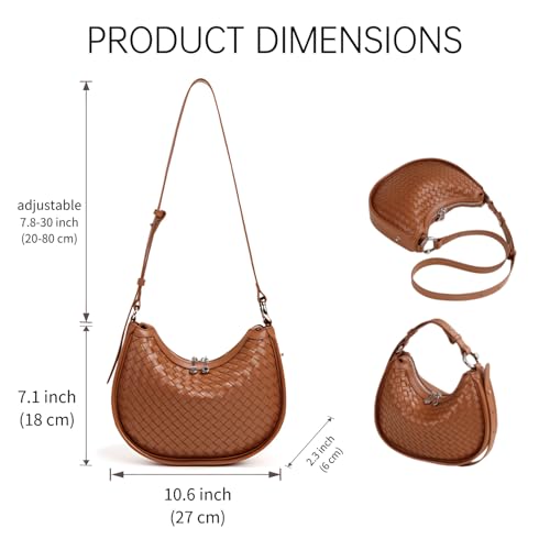 Leather Crescent Bag - Woven Tote & Hobo Handbags - Satchel Bag4