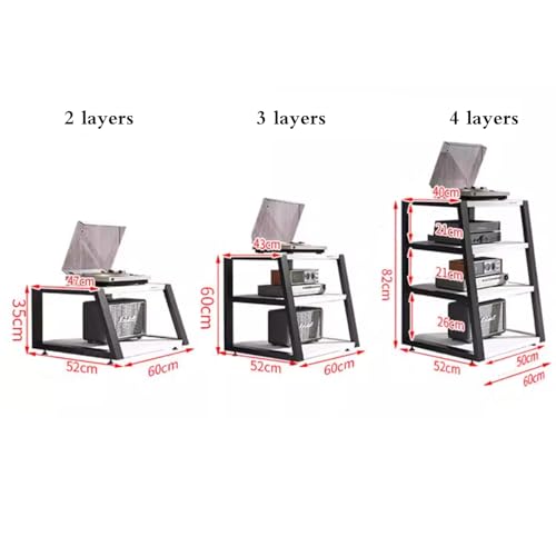 Gabinete para equipos de audio y vídeo HiFi para amplificadores y receptores, soporte de almacenamiento multimedia de 3 niveles para cine en casa, oficina y estudio de grabación (60 x 52 x 60 cm) - imagen 2