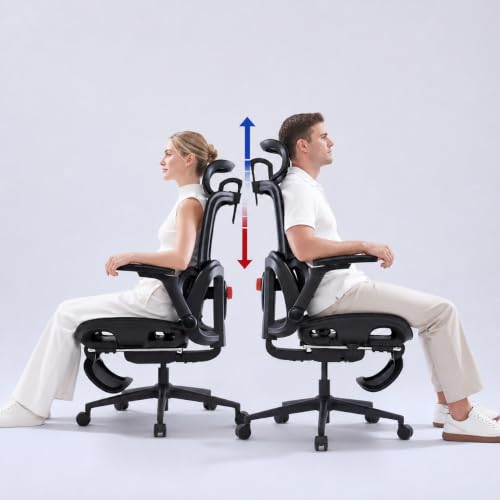 Image of SIHOO B300 PRO Ergonomic Office Chair with Footrest, Adjustable Mesh Desk Chair with 4-Directional Lumbar & Height-Adjustable Backrest, 6D Armrests, Swivel Computer Chair for Long Hours, Black