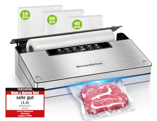 Bonsenkitchen Macchine Sottovuoto Alimenti, 5 Modalità di Sottovuoto Alimenti,8 L/min,Tecnologia...