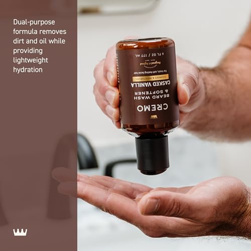Image of Cremo Casked Vanilla 2n1 Beard Wash & Softener, Specifically Designed to Clean, Moisturize and Soften All Lengths of Facial Hair, 6 Fl Oz