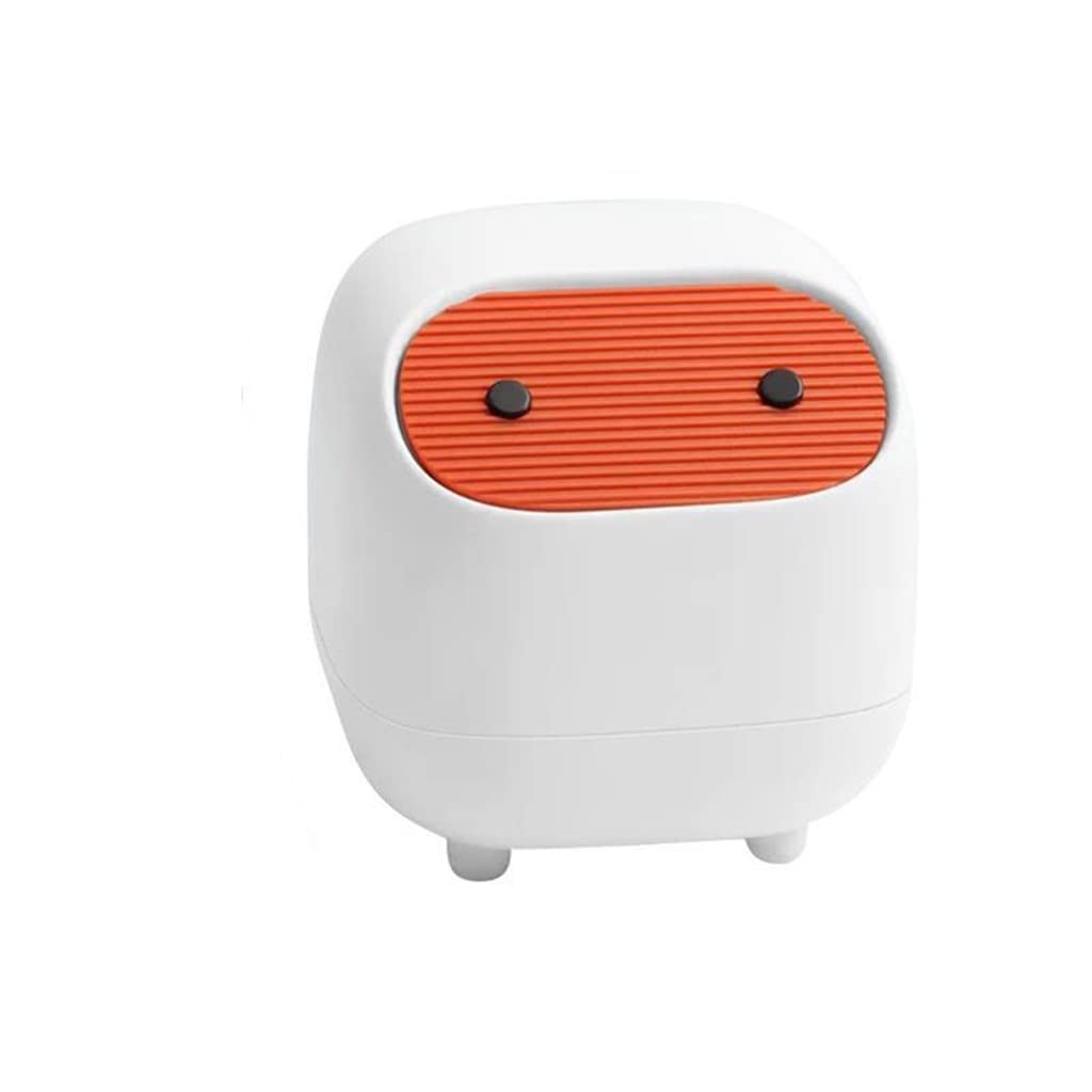 Mini Cute Trash can Desktop Small Trash can Kitchen with lid Garbage Organizer Removable lid(White-Dinosaur Doodle4)