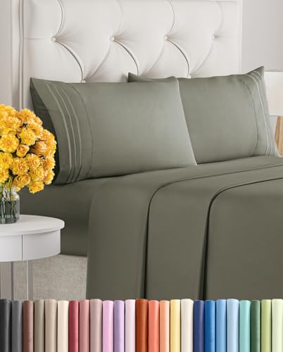 Full Size 4 Piece Sheet Set - Extra Soft Breathable & Cooling Sheets - Hotel Luxury Durable Bed Sheets for Women & Men - Deep Pockets Easy-Fit & Wrinkle-Free Sheets - Dark Taupe Oeko-Tex Bed Sheets