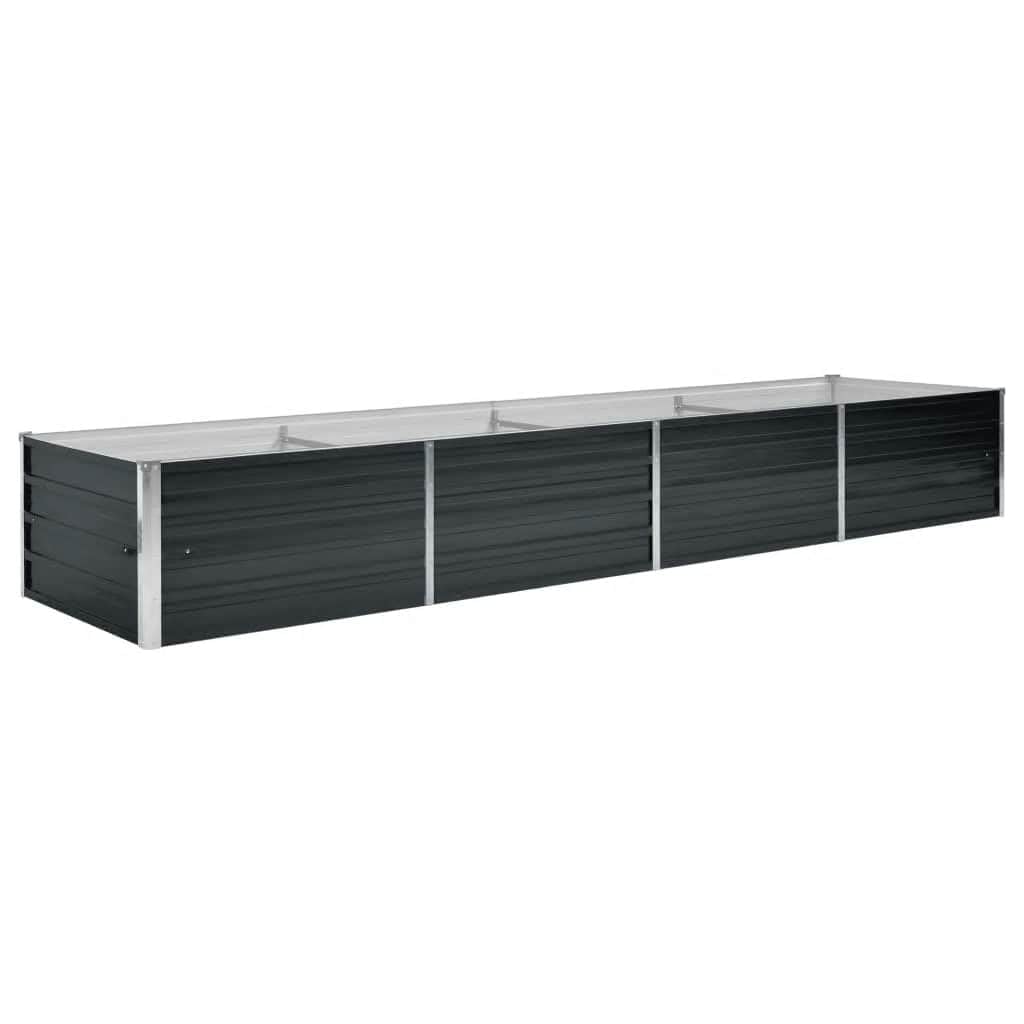 vidaXL Garden Raised Bed, Galvanised Steel, Anthracite, 320x80x45 cm, Open Bottom, Outdoor Patio Planter, Flower and Vegetable Box, Lawn and Garden, DIY Raised Bed