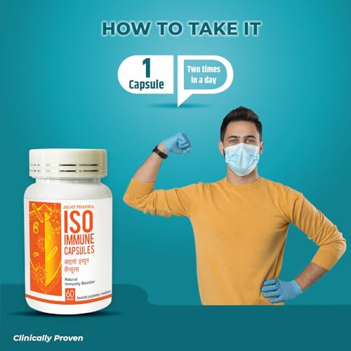 Image of Jagat Pharma ISO Immune Herbal Capsules for Daily Wellness Routine with Shilajit Ashwagandha Shatavari | Ayurvedic Supplement for Men and Women | Improves Immunity to Fights Bacteria & Viruses | 60 Veg Capsules